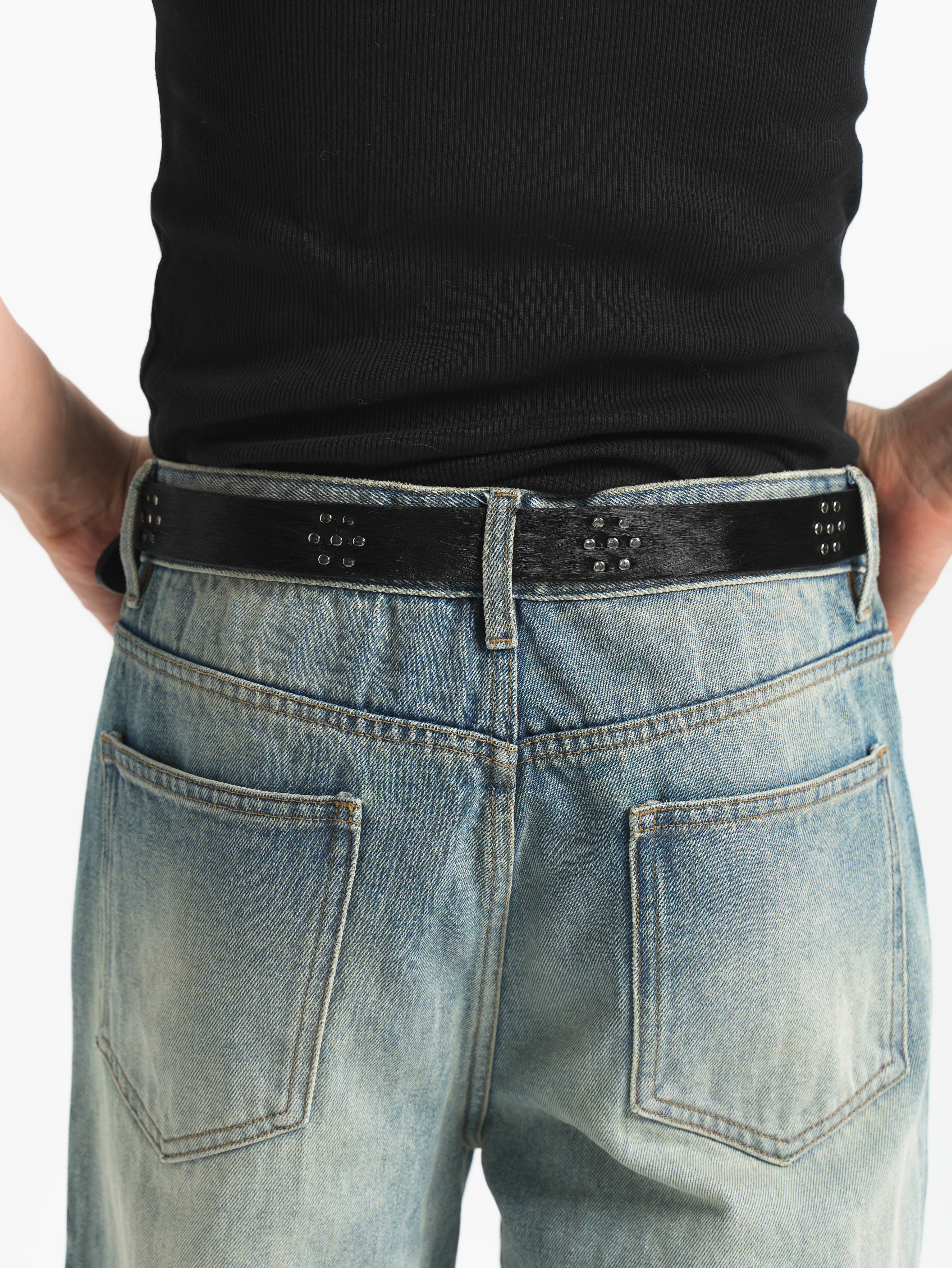 PURESQUARE Studded Leather Belt