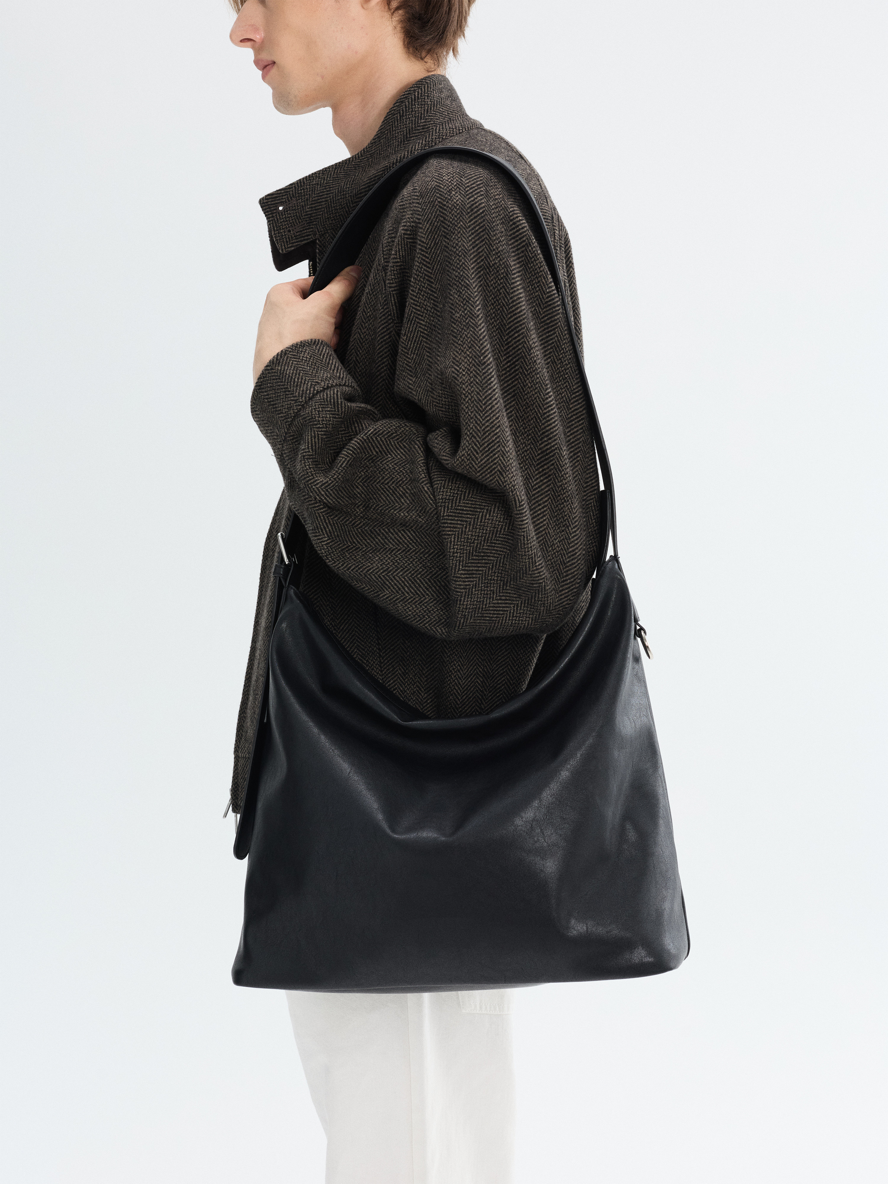 PURESQUARE Vintage Leather Hobo Crossbody Bag