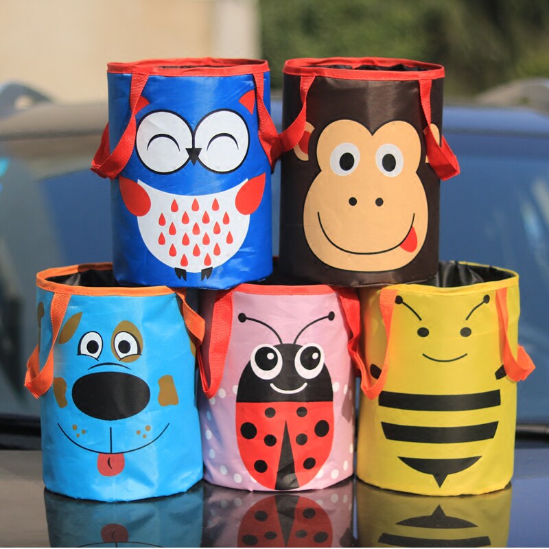 Folding-in-car trash can creative cute car with suspended portable mini small containing bucket bag