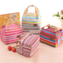 Warm Bag Travel Picnic Lunch Lunch Box Bag Ice Pack Refreshing Korea Oxford Cloth Stripes Lunchbox Ice Wrap