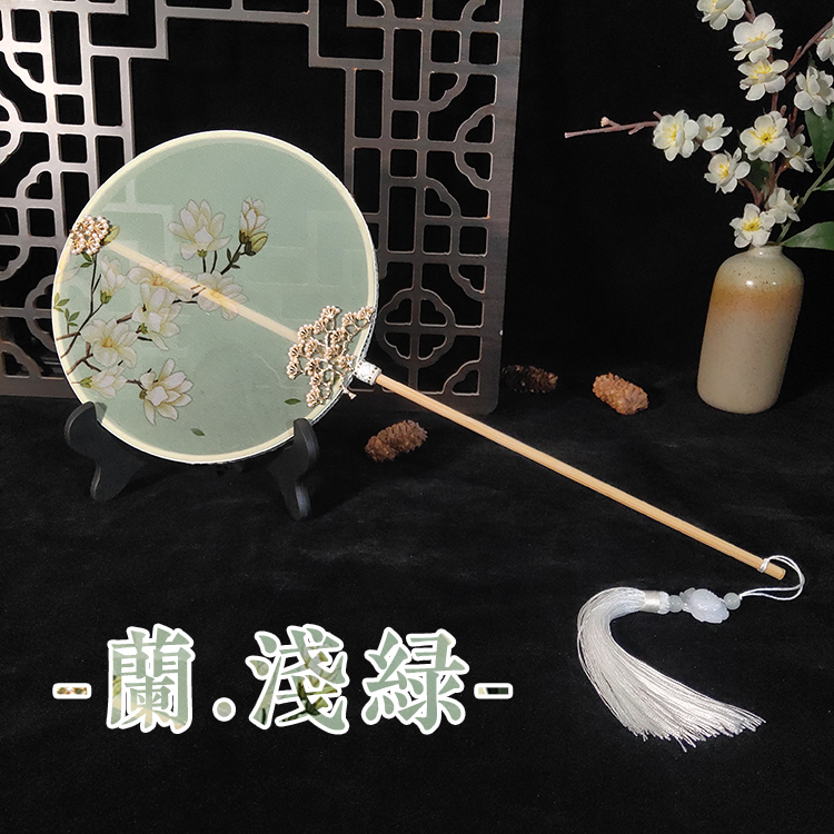 Double-sided long handle ancient wind group fan long phase Sifan dance fan Palace Fan Performance Hanfu Photo Props China Wind-Taobao