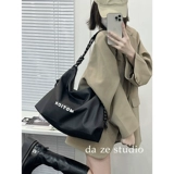 Сумка через плечо, демисезонная вместительная и большая сумка на одно плечо, универсальный черный шоппер для отдыха