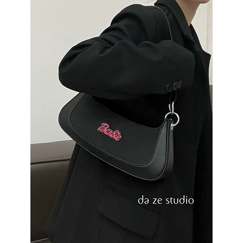 Демисезонная сумка через плечо, небольшая дизайнерская сумка на одно плечо, черная сумка подмышку, премиум класс