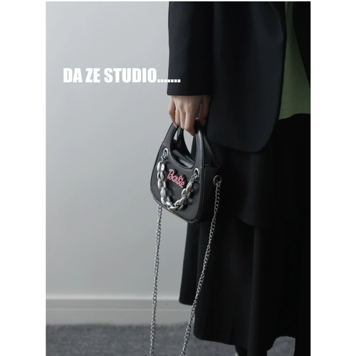 Сумка через плечо, демисезонная портативная черная цепь, премиум класс