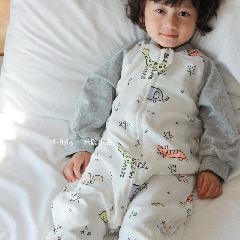 Baby baby male and female 6 6 layers Bamboo cotton cotton cloth Legs Sleeping Bag Children Spring Autumn Winter's Anti-kick by Heating Room