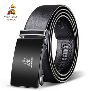 Scarecrow Men's Genuine Leather Belt Business Automatic Buckle Belt for Young and Middle-Aged Men Cowhide Trouser Belt Casual Versatile Trendy
