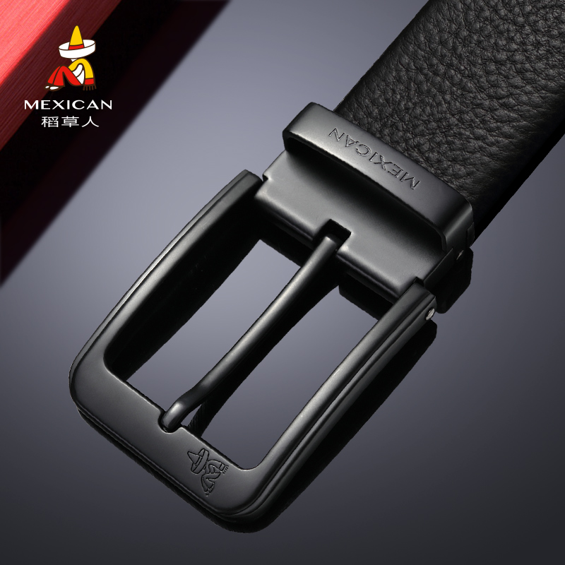 Scarecrow belt men's leather pin buckle business casual belt men's youth trend belt simple fashion