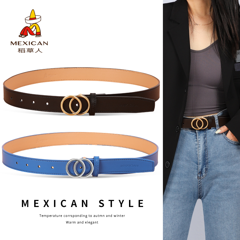 Scarecrow belt female Han edition fashion simple smooth buckle with fashion personality decoration lady belt tide