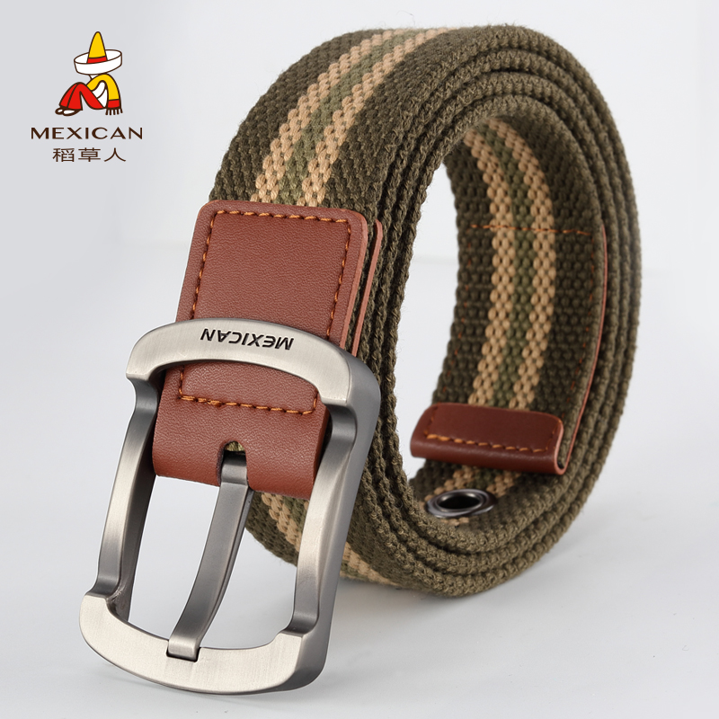 Scarecrow pin buckle Canvas men's belt Men's casual fashion pin buckle belt Student youth waist belt