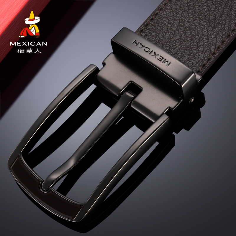 Scarecrow belt Young man wild pants belt student leather Korean version of simple young hipster men's pin buckle belt