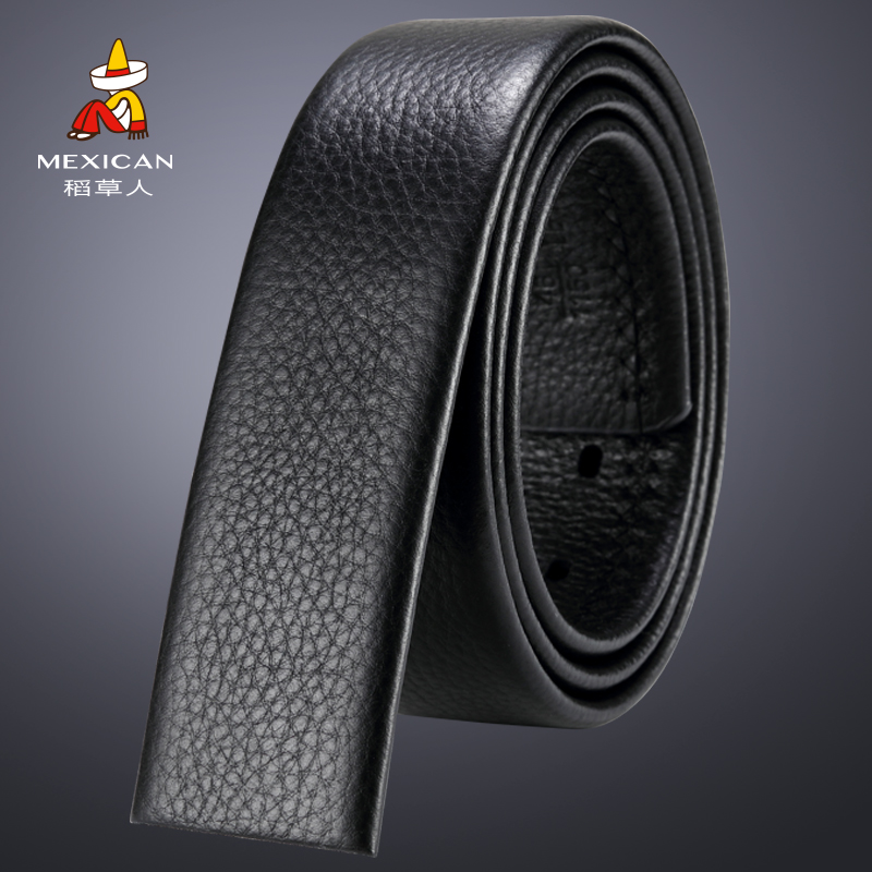 Rice straw man belt male needle buckle without head with body head layer genuine leather unled pants with unbuttoned young men's belt tide