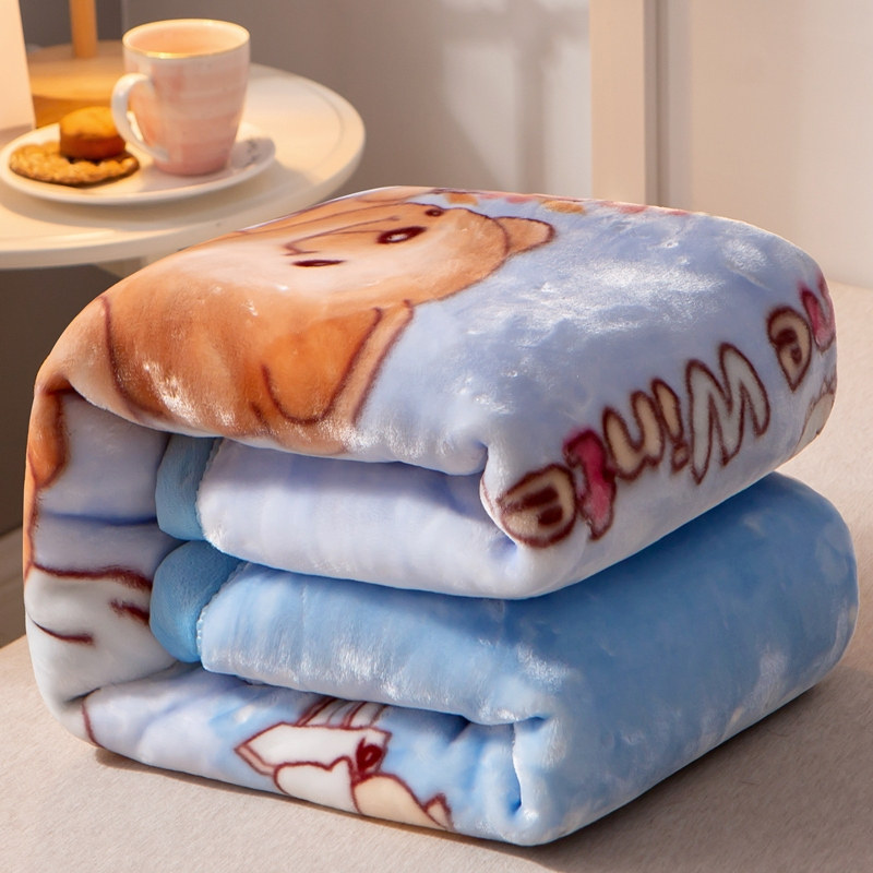 Double Layer Thickened Child Cover Blanket Baby Baby Blanket Kindergarten Small Quilt Autumn Winter Air Conditioning Coral Fleece Blanket