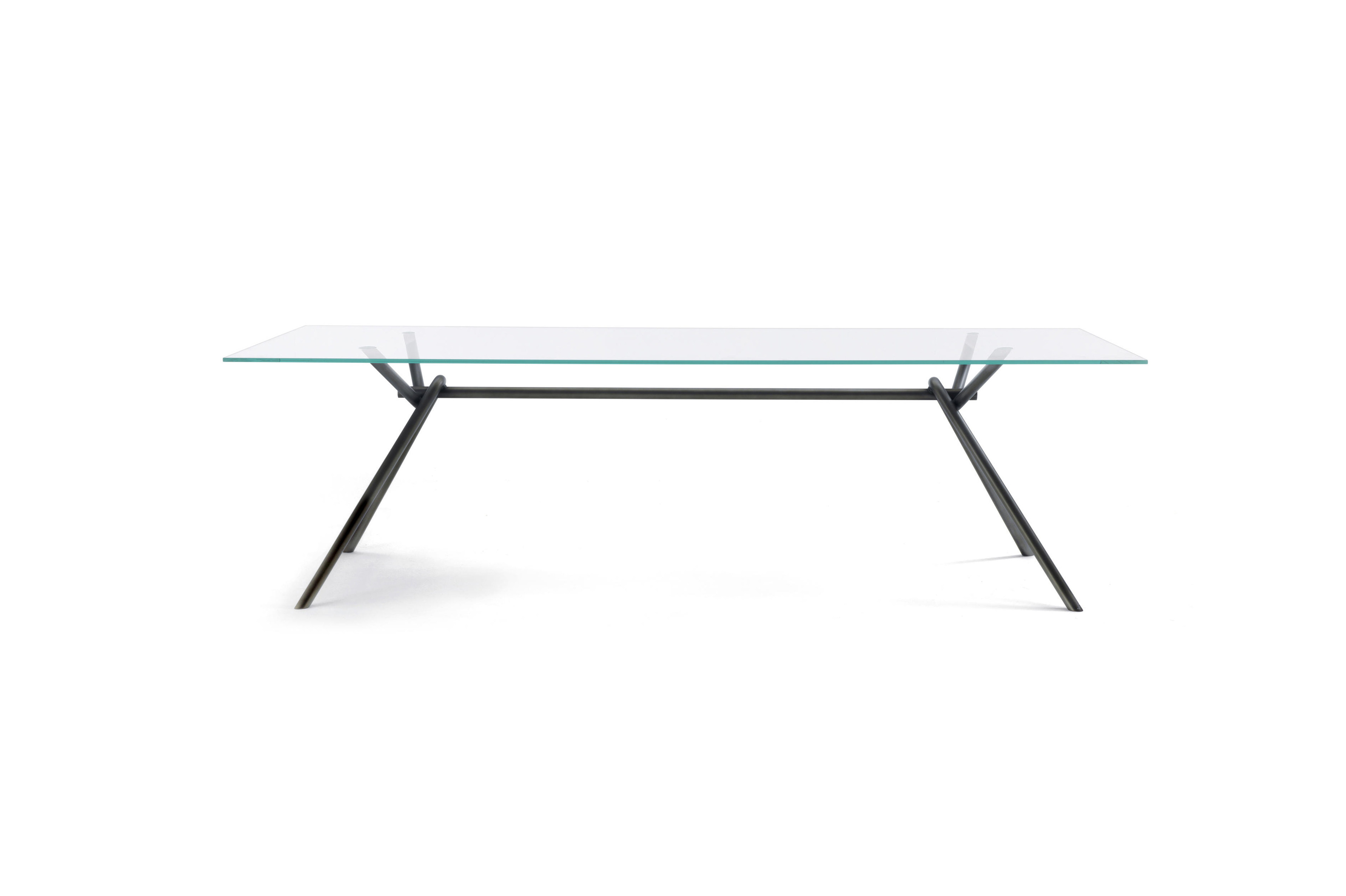 Стеклянный обеденный стол iron light glass riva table意式现代不锈钢管玻璃办公桌会议桌