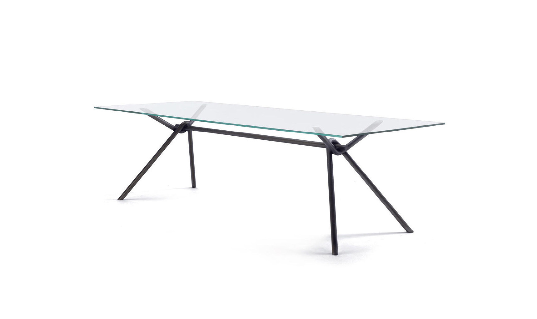 Стеклянный обеденный стол iron light glass riva table意式现代不锈钢管玻璃办公桌会议桌