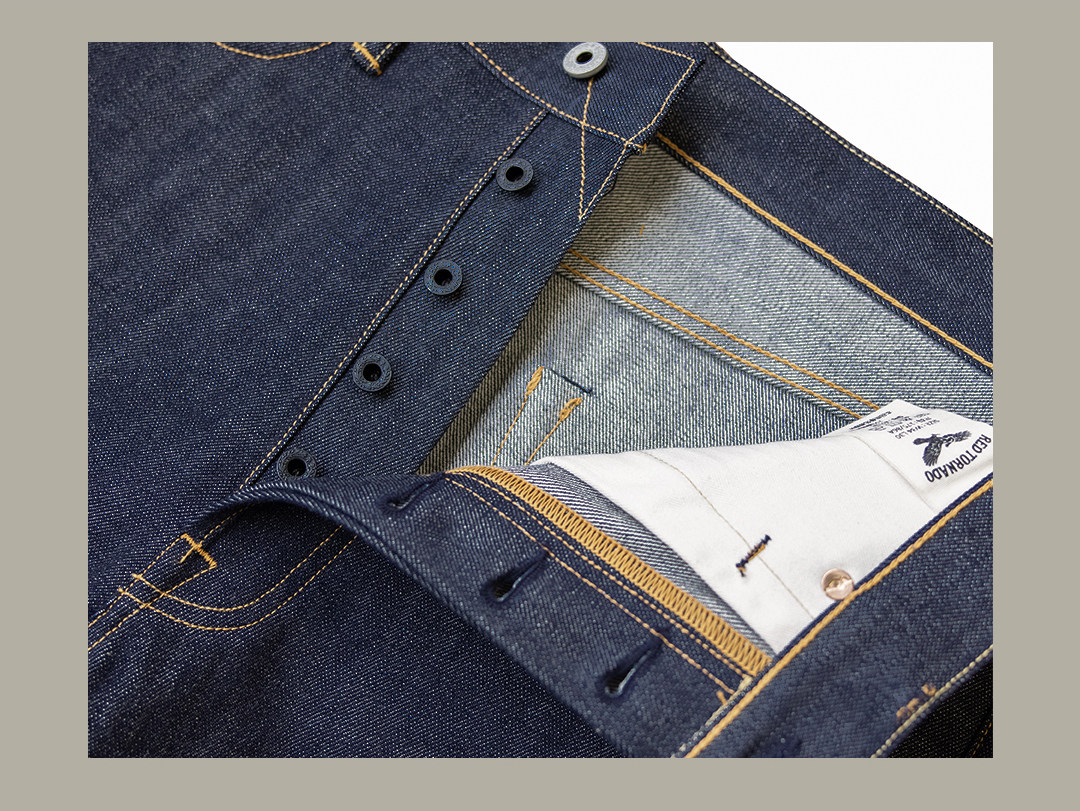 55501 Red Tornado Super Quality Indigo Selvage Unwashed Pants Loose Fitting Unsanforized Raw Denim Jean 14oz