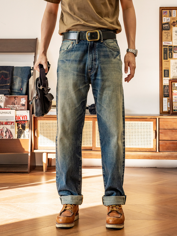 Red Wind 55501 Dark Washed Jeans, Loose Fit, American Retro Selvedge Denim, Ame Style Casual Original Denim Long Pants Red Wind 55501 Dark Washed Jeans, Loose Fit, American Retro Selvedge Denim, Ame Style Casual Original Denim Long Pants