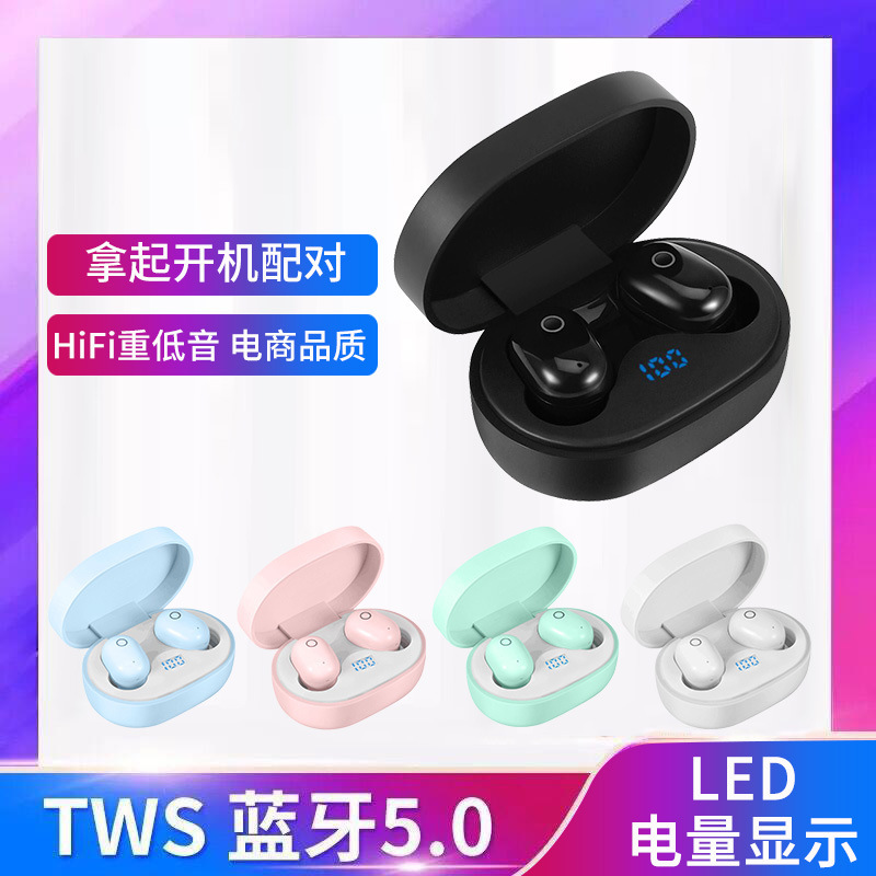 DT-8 wireless tws bluetooth headset binaural 5 0 with power display digital display touch mini