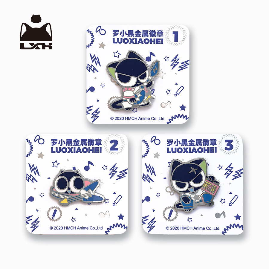 Luo Xiaohei Music Series Metal Brooch Badge Anime Cartoon Cute Peripheral Bag Accessories