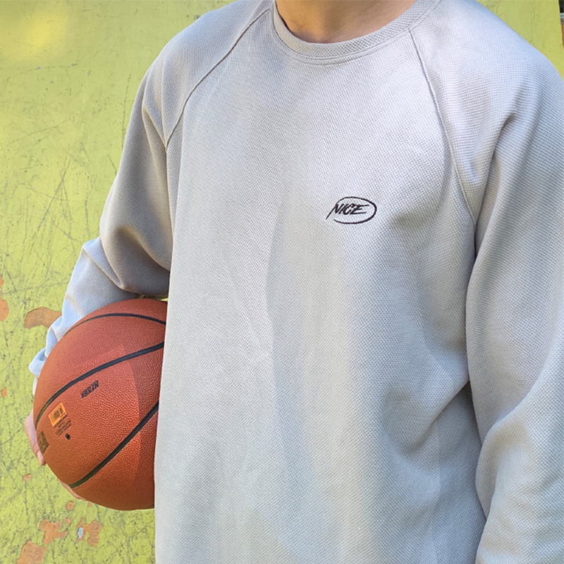 NICEID NICE brand spring sports casual long-sleeved super loose version simple monochrome top