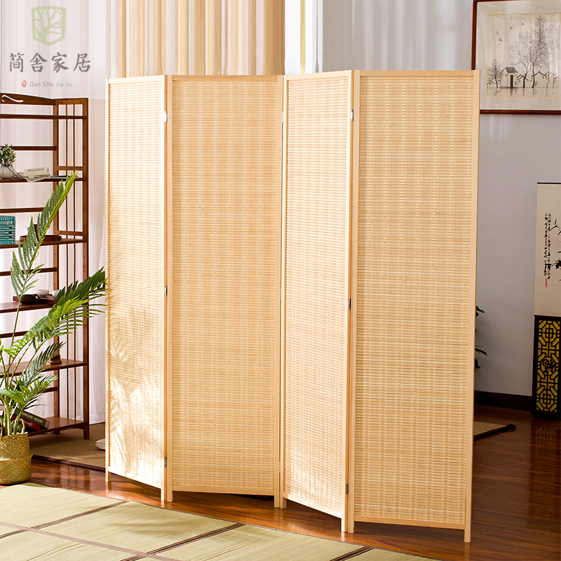 Screen partition Chinese field garden bamboo woven folding screen sheltering brief modern office living room bedroom Xuanguan folding mobile