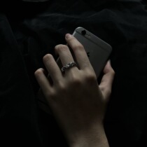 NormCore Moment small crowdsourced retro couple hand made old lunar surface meteor texture ring not back