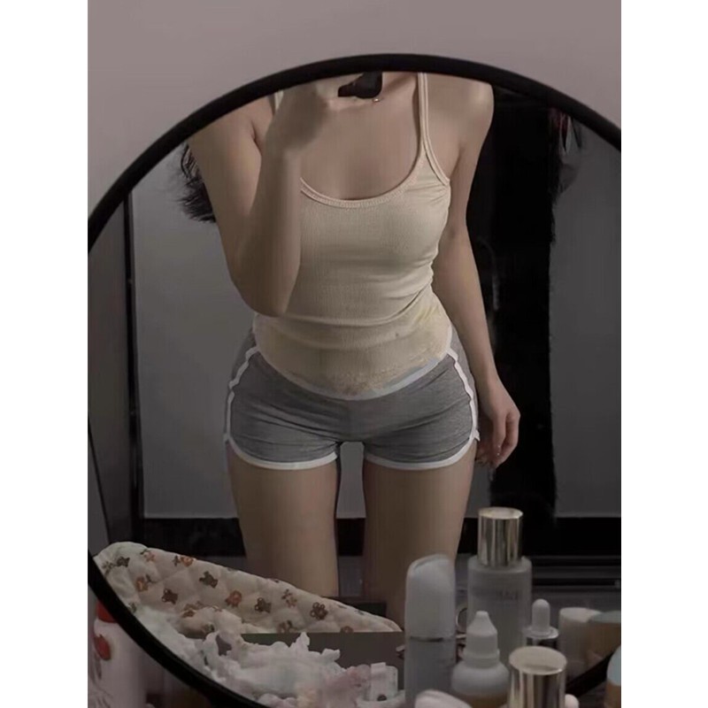 Color-Blocking Patchwork High-Waisted Slim-Fit Shorts for Women, Summer Style, Pure Desire Style, Hot Girl Casual Home Shorts