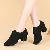 Fall Latin Dance Shoes Women Professional Dance Shoes Adult Black Oxford Busts Body Square Dance Teacher Shoes Latin