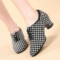 Red Teresa Professional Dance Shoes Adult Woman with Thousand Birds Gig Oxford Cloth Teachers Shoes in Latin Square Dance Shoe