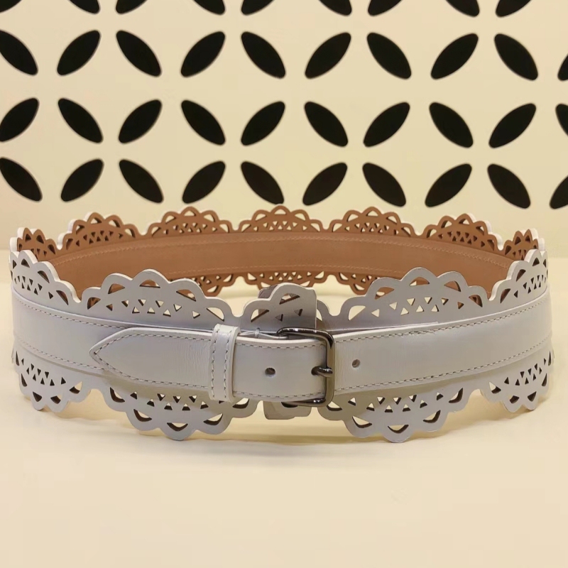 Carved Waist Belt for Women, Hollow Decorative Genuine Leather Wide Belt for Coats, Dresses, Sweaters, Waist Cinching, Alai Niche Style