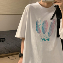 Net Red Short Sleeve T-Shirt Mens Tide Shake of Hip Hop Easy Harbor Wind Fashion 50% Sleeve Original Juku Wind Half Sleeve