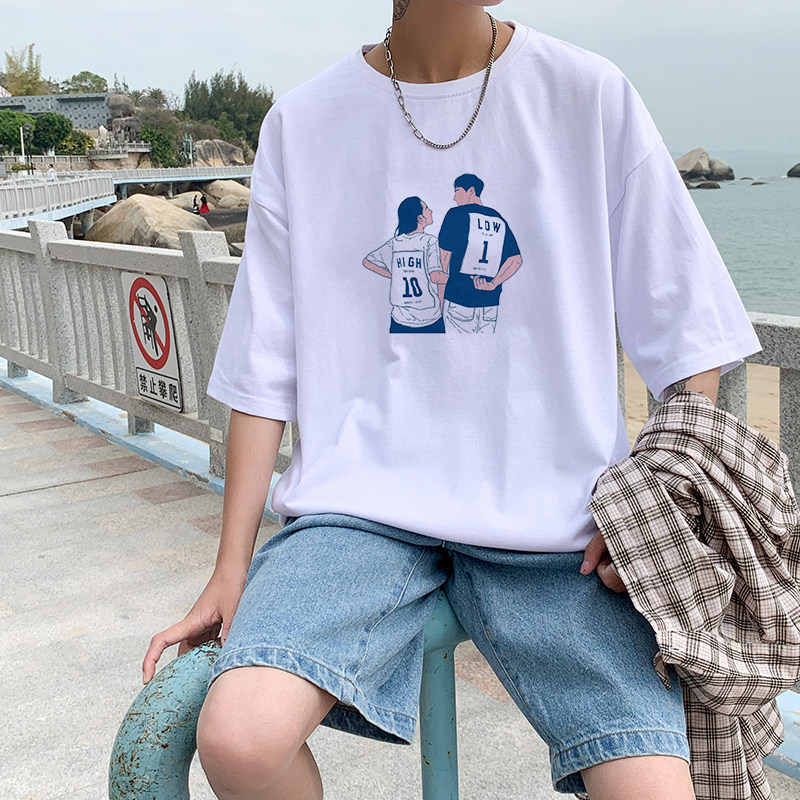 Short Sleeve Men's Summer Tide Cards Easy Port Wind Athletes T-Shirts 2021 New Clothes Ins Trend 50% Sleeves Compassion 