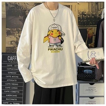 Mens long sleeve T-shirts fall new trends 100 hitch bottom blouses Korean version loose round collar casual clothes