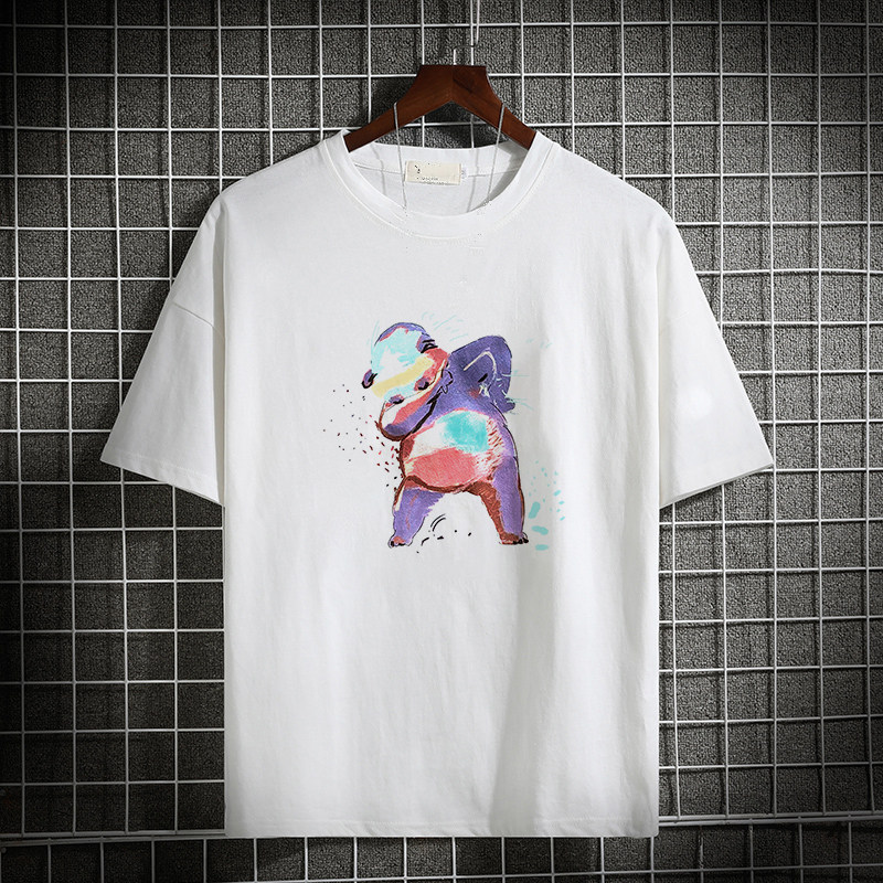 2021 Summer new short sleeves Male loose 50% sleeves T-shirt Korean version Trend half sleeve men's pure color Compassionate Blouse 