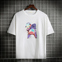 2021 Summer new short sleeves Male loose 50% sleeves T-shirt Korean version Trend half sleeve mens pure color Compassionate Blouse