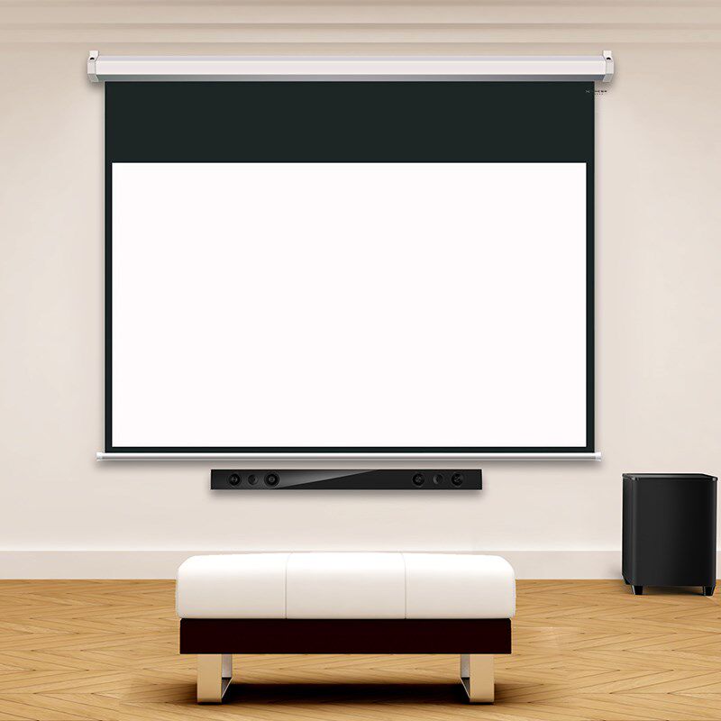 Red-leaf electric remote control projection curtain cloth 100120150180200 inch home white plastic white glass fiber glass bead