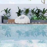 Бассейн, зеленая мозаика, популярно в интернете, с печатью вашего логотипа, делается под заказ