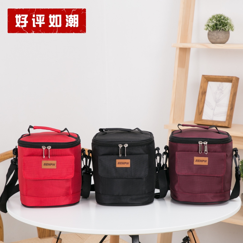 Thickened insulated bucket sleeve seal waterproof inner sleeve round portable bento lunch box carrying pot bag with rice bag
