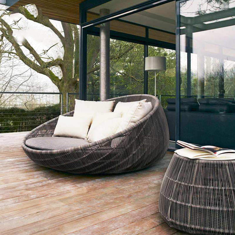 Outdoor Sofa Nordic Rattan Furniture House Outdoor Balcony Sofa Tea Table Living-room Semi-circular Rattan Rattan Chair Sofa Chair Sofa