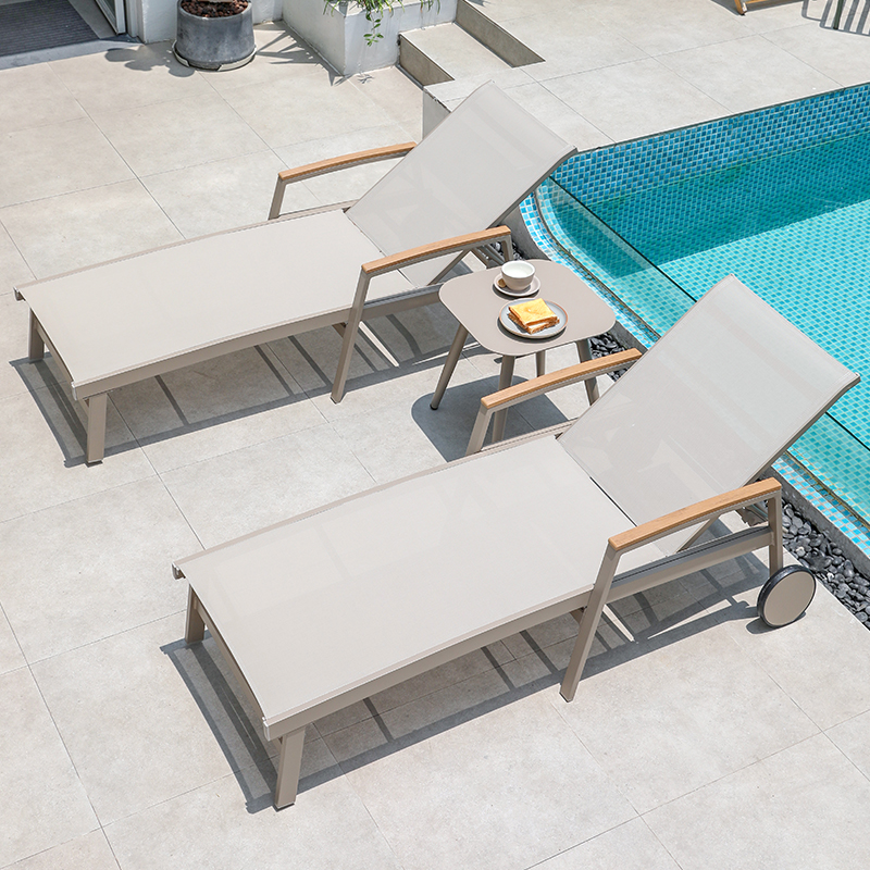 Outdoor lying bed courtyard villa poolside lounger bed and breakfast hotel outdoor open-air swimming pool sunscreen sunscreen bed