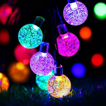 Solar lantern round ball light string outdoor Bubble Ball light colorful flashing home Chinese New Year outdoor decorative light Spring Festival