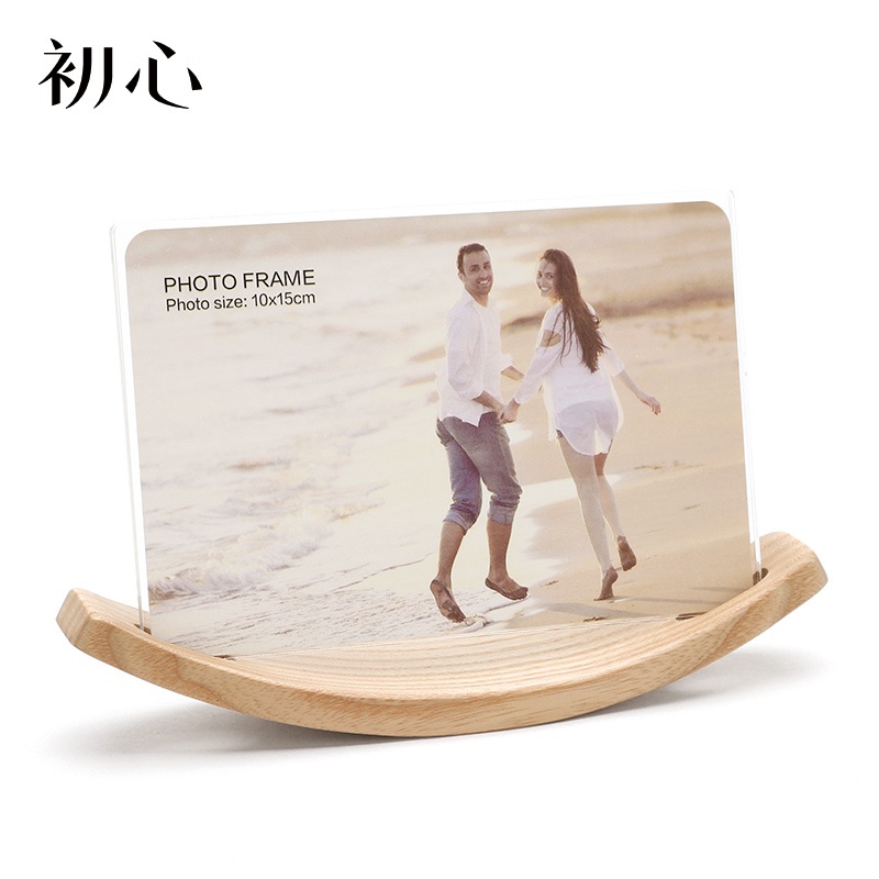 Early Heart Wooden Acrylic Photo Frame Solid Wood Creativity 7 Inch 6 67 Inch Children Wedding photo Book frame Swing Desk Wash Photos