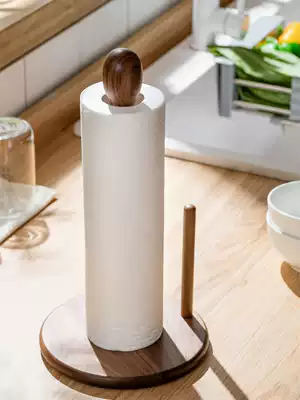 Chuxin kitchen paper towel rack Punch-free light luxury solid wood Japanese roll toilet paper rack special paper towel cling film storage vertical