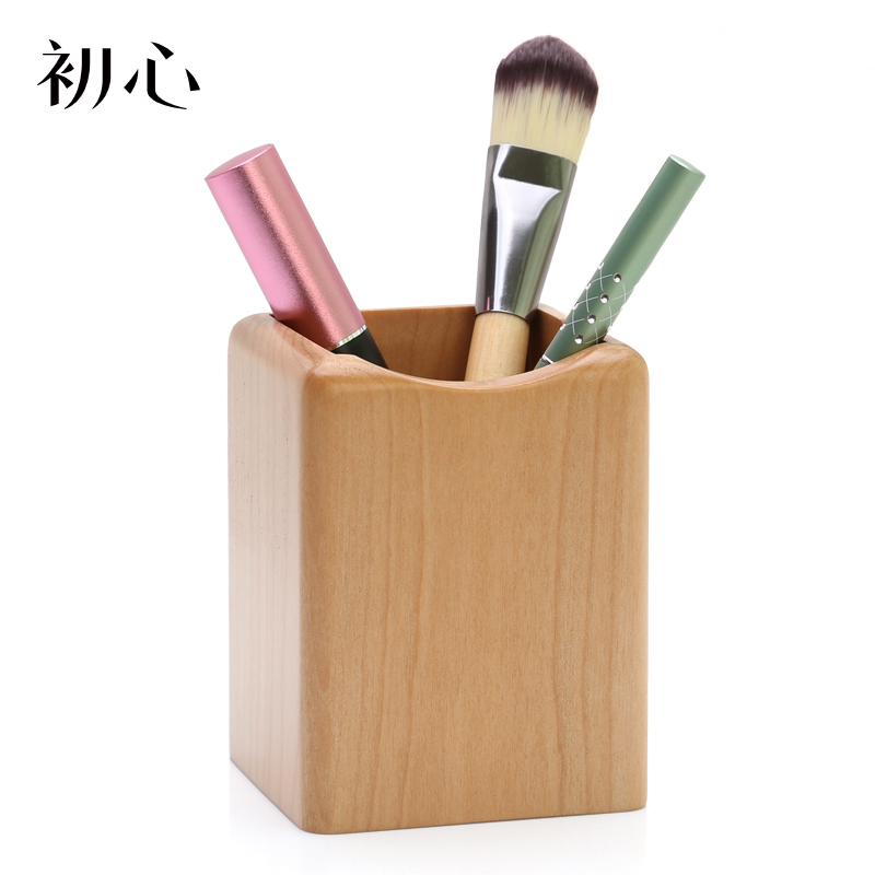 First heart solid wood beauty tools receive makeup table Desktop receive finishing box Makeup brush receive household supplies