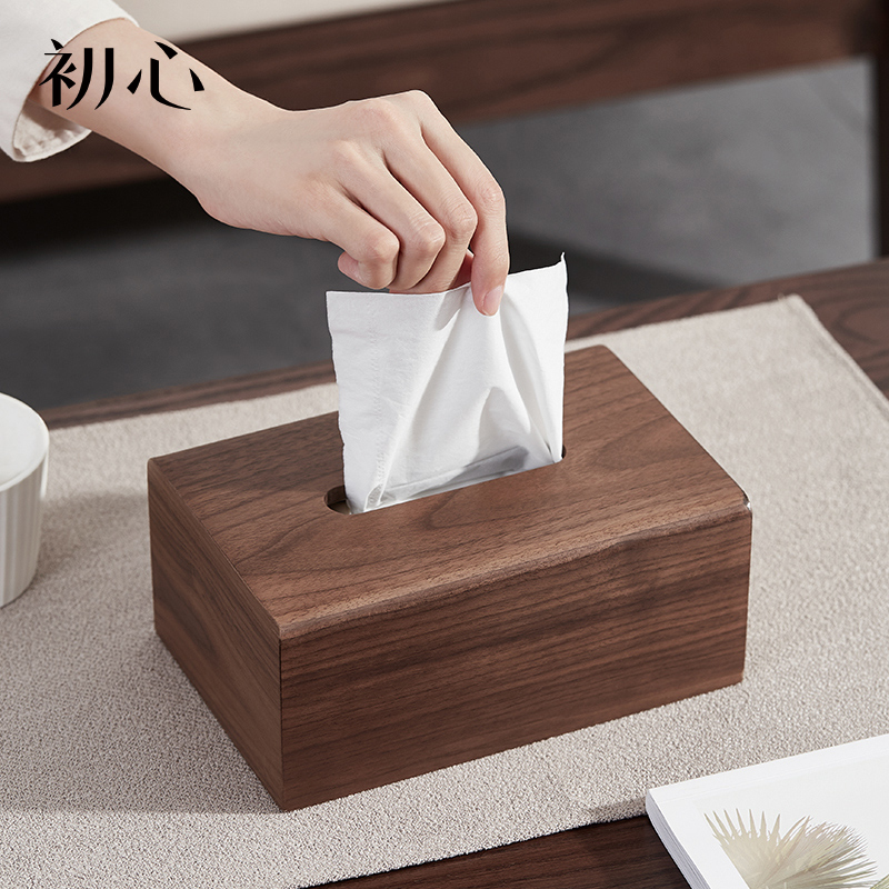 Beginner Nordic hupeach wood paper towel box Living room Dining Towel Paper Box Creative Toilet Paper Box Home Wooded Extraction Toilet Paper Box