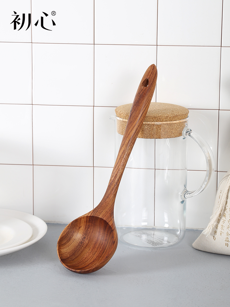 Early heart wooden spoon Wooden spoon Long handle household porridge spoon Porridge spoon Kitchen large wooden wooden spoon small