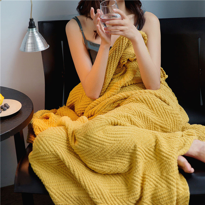 Nordic ins Wind cover blanket cotton light luxury afternoon rest blanket office nap leisure blanket knitted blanket sofa blanket
