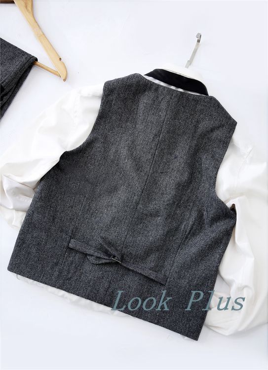 Anh retro xương cá len len tweed Slim TB phù hợp với vest ba mảnh phù hợp với áo dạ nam