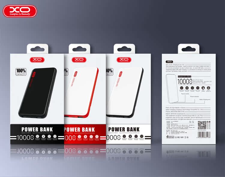 XO dung lượng lớn sạc kho báu mini cầm tay nhẹ tiêu chuẩn thực và điện thoại di động mỏng 10000 mAh sạc kho báu phổ quát - Ngân hàng điện thoại di động sạc dự phòng ravpower