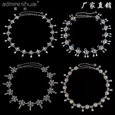 New belly dance waist anti-hook scraping sailor dance waist decoration fashion color rhinestone metal belt female dance decoration