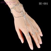 Belly leather dance accessories bracelet ring integrated female Korean version individuality hand ring dance decorated bridal hand decorated with water drill